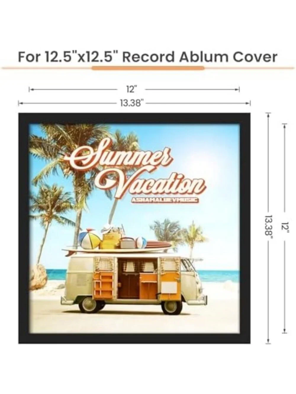 Vinyl Record Frame Set of 4 - 12.5x12.5 Wall Display, Black Decor for Music